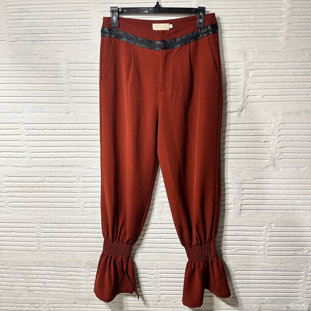 Choosy Smocked‎ Burnt Orange Dress Pants Size 4 Decorative Belt